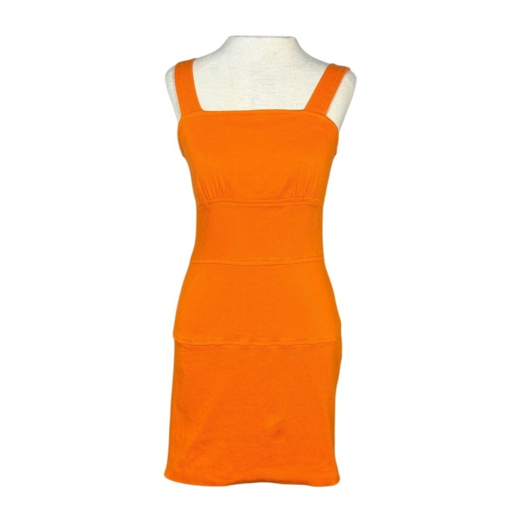 Alyn Paige Orange Textured Mini Dress Sleeveless Square Neck Back Zip Size 5/6